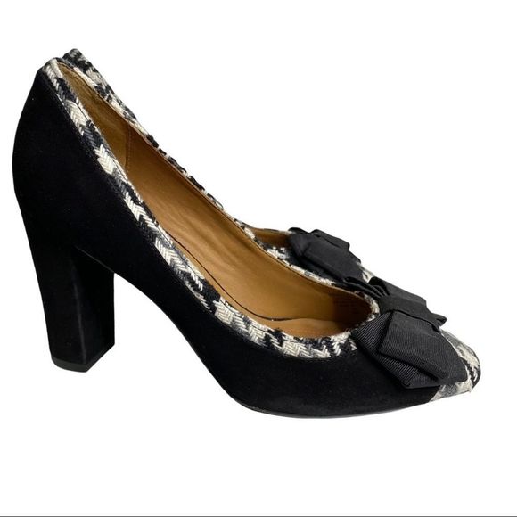 isaac mizrahi houndstooth heel with bow shoes 8 - Picture 2 of 7